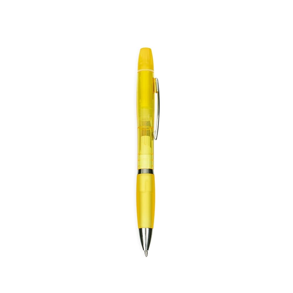 CANETA PLÁSTICA COM MARCA-TEXTO