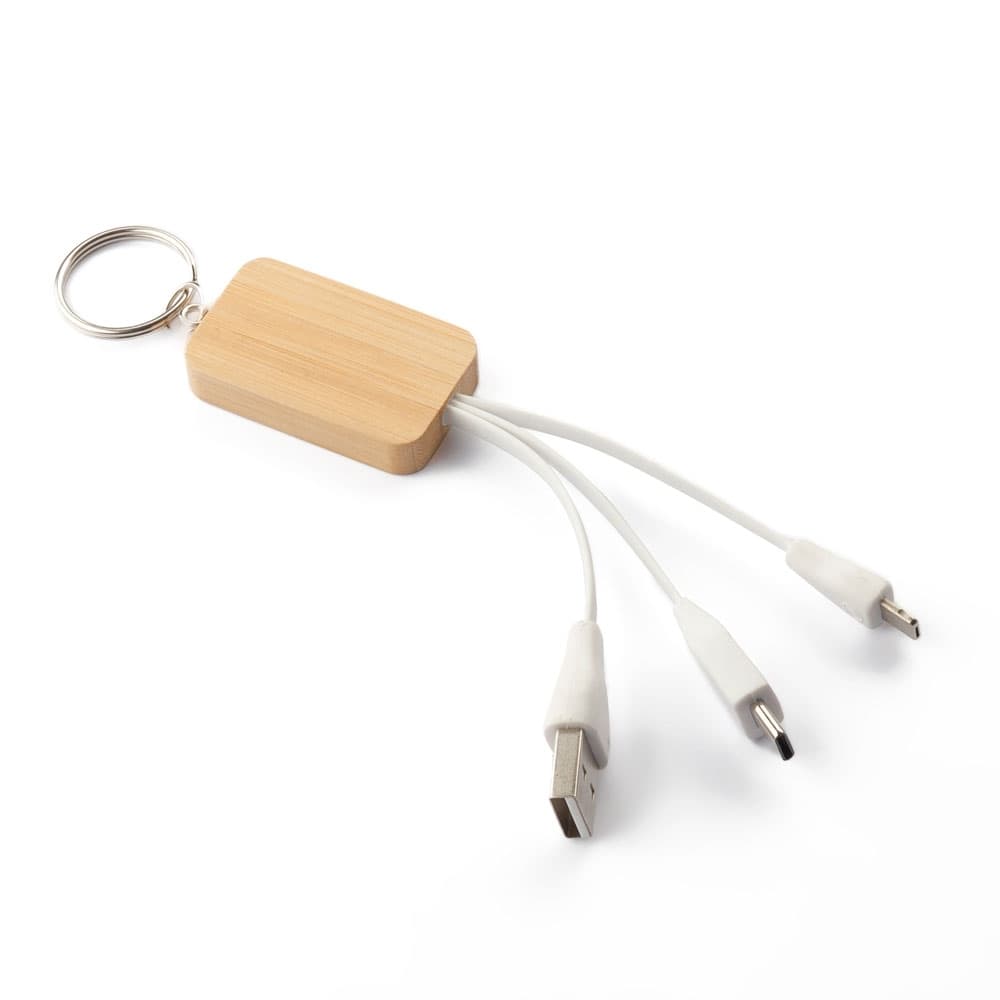 CHAVEIRO BAMBU C/ CABO USB