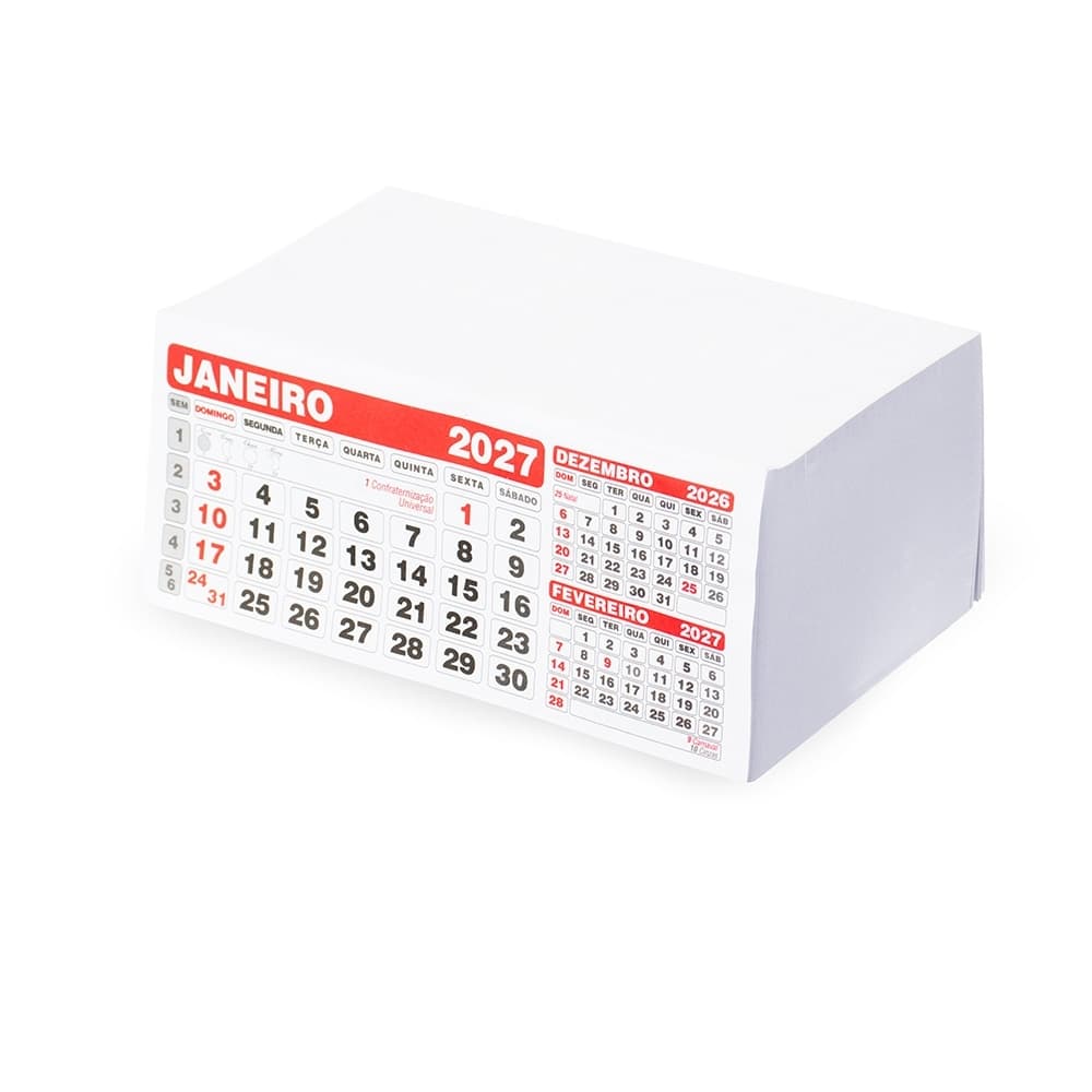 FOLHINHA CALENDÁRIO 2027 (COMPRE APENAS QUANTIDADES MÚLTIPLO DE 100PEÇAS)