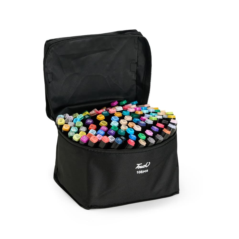 KIT CANETAS MARCADORAS PONTAS DUPLAS 108 CORES